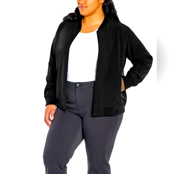 Banana Republic Women's XL Black Full Zip Windbreaker Bomber Jacket Pockets - Picture 1 of 12